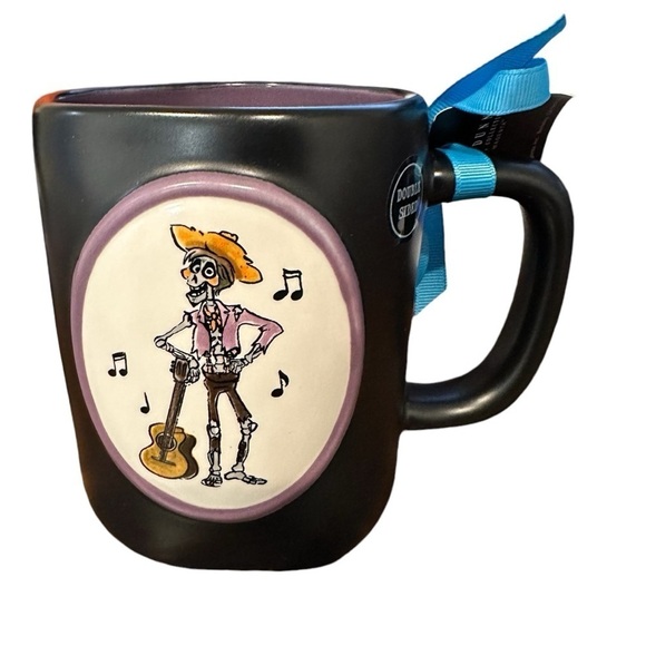 NEW Rae Dunn Design Disney Coco Hector Rivera / "RECUERDAME" Black Mug 20oz HTF - Picture 1 of 5